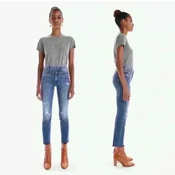 Mother Mid Rise Dazzler Ankle Fray in Weekend Warrior Straight Leg Jeans Size 27 - Picture 2 of 12